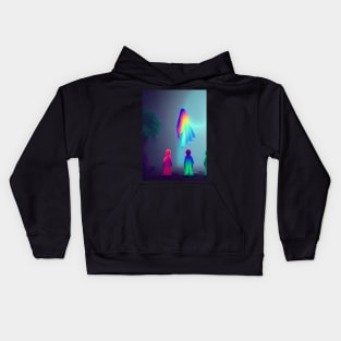 RAINBOW GHOST VISITS ON HALLOWEEN Kids Hoodie